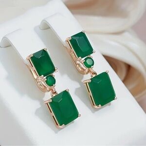 Elegant Green and Gold Earrings